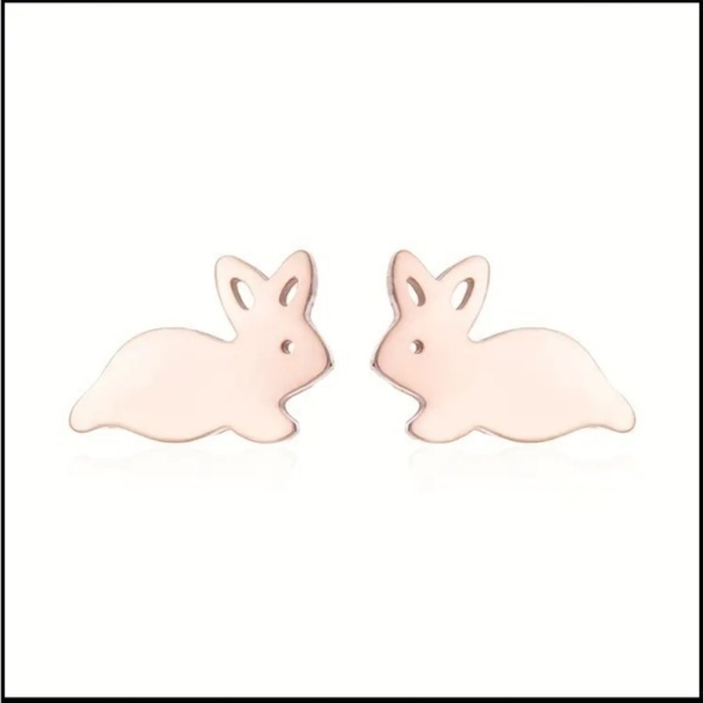 Rose Gold Bunny Rabbit Stud Earrings